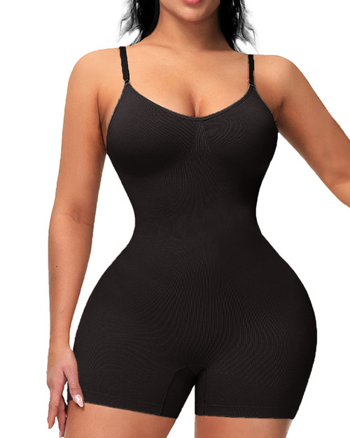 Faja Shapewear for Women Seamless Full Body Shapewear Bodysuits Tummy Control Body Shaper Mid Thigh Slimmer Butt Lifter (Large, Black)