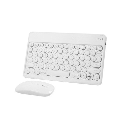 Bluetooth Keyboard and Mouse Combo,Rechargeable Keyboard Mouse Combo,Ultra-Slim Portable Compact Wireless Mouse Keyboard Set for iPad/iPad Pro/iPad Mini/iPad Air Mac OS,Android Windows iOS (White)