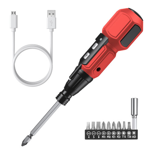 ORIA Mini Electric Screwdriver, Cordless Electric Screwdriver, 13 in 1 Rechargeable Screwdriver Set with 10 Screwdriver Bits, 1/4 inch Bit Holder, LED Light, Charging Cable, for Phones,Toys, PC