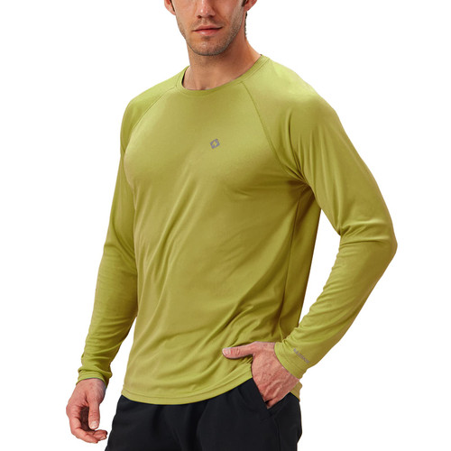 NAVISKIN Men's Sun Protection UPF 50+ UV Outdoor Long Sleeve Shirts Pea Green Size L