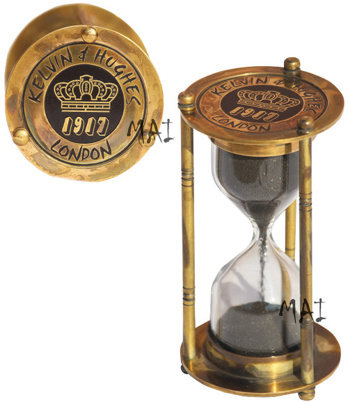 Sand Timer 1 Minute Decorative Nautical Vintage Antique Style Brass Sand Timer, Small Brass Sand Clock, Metal Unique Hour Glass Sandglass for Office Desk Home Gifts Kitchen Decorative by MAI