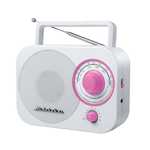 Studebaker Pink Radio SB2000 White/Pink Retro Classic Portable AM/FM Radio with Aux Input (Limited Edition Color)
