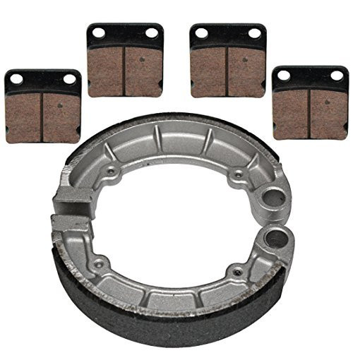 Caltric Front Brake Pads & Rear Shoes Compatible with Kawasaki Kvf400 Kvf-400 Prairie 400 4X4 1997-2002