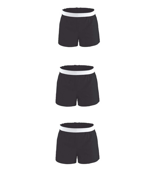 Soffe girls Authentic Cheer Shorts, Black (3-pack), X-Large US
