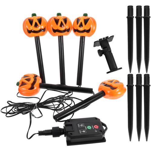 BESTOYARD Halloween Pumpkin Pathway Markers Lights Solar Outdoor Halloween Decorations Pathway String Lights with Pumpkin Stakes Lights for Garden Walkway Yard Driveway Lawn Party Decor