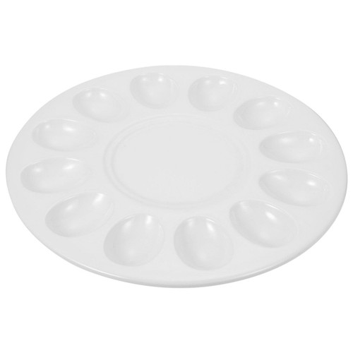 BESTonZON Deviled Egg Tray Melamine Platter Meatballs Plate Oyster Serving Dish Escargot Tray for Home Kitchen Seafood Tableware, White