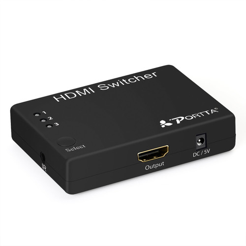 Portta HDMI Mini Switch/Switcher 3 Port 3x1 v1.3 with IR Remote and Key-Press-Switching support Full HD 1080p Portta HDMI Mini Switch/Switcher 3 Port 3x1 v1.3 with IR Remote and Key-Press-Switching support Full HD 1080p