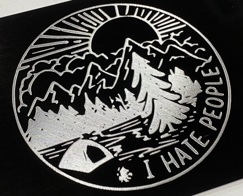I Hate People Camping Car Tag Diamond Engraved Black Aluminum License Plate