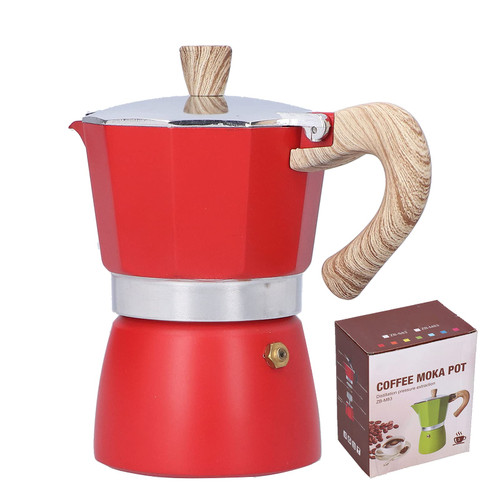 Moka Coffee Pot, 150ML Coffee Pot Stovetop Moka Maker Coffee Maker Kettle for Gas Stove Ethanol Stove (RED), Moka Coffee Pot, 150ML Coffee Pot Stovetop Moka offee Pot Moka Pot Coffee Maker Pot