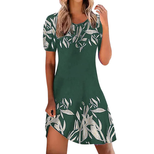 Women's Crew Neck/Vneck T Shirt Dress Summer Shift Dress Casual V Neck Ruffle Solid Color Flare Dress Women's Crew Neck/Vneck T Shirt Dress Summer Shift Dress Casual V Neck Ruffle Solid Color Flare Dress