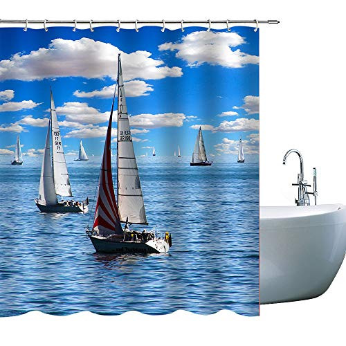 Elite ETSPY Christmas Shower Curtains, Decorative Shower Curtain Waterproof Polyester Fabric, 3D Bathroom Curtain Set with Hooks, 71X 71 in (Navy Blue, 71X 71 in) Elite ETSPY Christmas Shower Curtains, Decorative Shower Curtain Waterproof Polyester Fabric, 3D Bathroom Curtain Set with Hooks, 71X 71 in (Navy Blue, 71X 71 in)