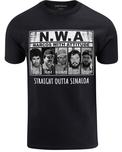 ShirtBANC Narcos with Attitude Mens Shirt Sinaloa Cartel Tee Kingpin Gear (Narcos with Attitude, M)