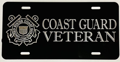 True Engraved US Coast Guard Veteran Car Tag Diamond Etched License Plate Gift