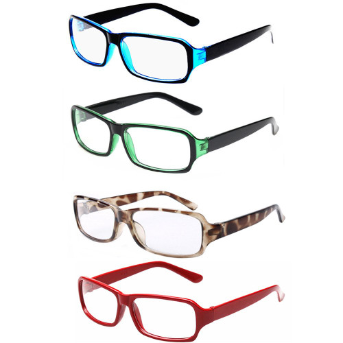 FancyG Vintage Inspired Classic Retro Style Rectangle Shape Glasses Frame Clear Lens Eyewear 4 Pieces Color Set60