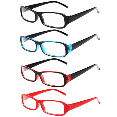 FancyG Vintage Inspired Retro Classic Style Rectangle Shape Glasses Frame Clear Lens Eyewear 4 Pieces Color Set13