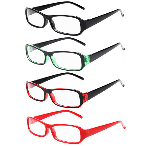 FancyG Vintage Inspired Retro Classic Style Rectangle Shape Glasses Frame Clear Lens Eyewear 4 Pieces Color Set23