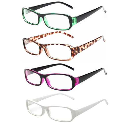 FancyG Vintage Inspired Retro Classic Style Rectangle Shape Glasses Frame Clear Lens Eyewear 4 Pieces Color Set58
