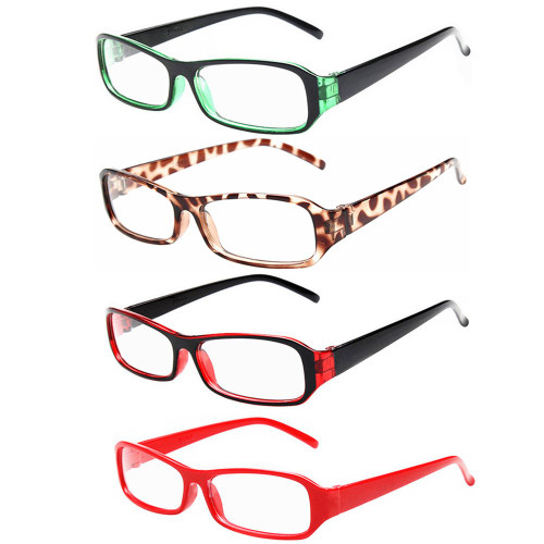 FancyG Vintage Inspired Retro Classic Style Rectangle Shape Glasses Frame Clear Lens Eyewear 4 Pieces Color Set59