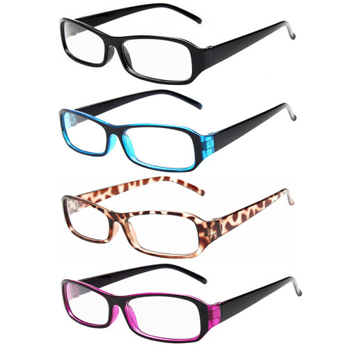 FancyG Vintage Inspired Retro Classic Style Rectangle Shape Glasses Frame Clear Lens Eyewear 4 Pieces Color Set6