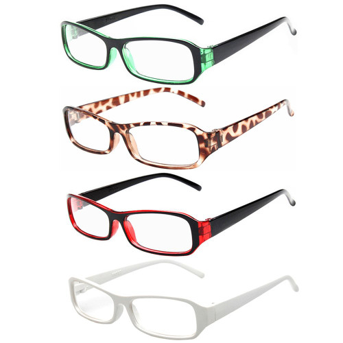 FancyG Vintage Inspired Retro Classic Style Rectangle Shape Glasses Frame Clear Lens Eyewear 4 Pieces Color Set60