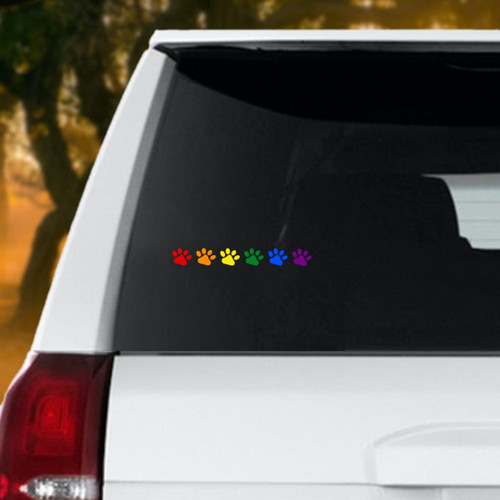 Rainbow Dog Paws LGBT Car Decals Gay Pride Decal LGBT Rainbow Equality Lesbian Vinyl Car Stickers Decal Funny Bumper Stickers for Cars Personalized Stickers for Car Laptop