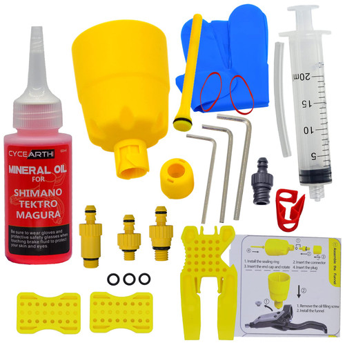 CYCEARTH Bicycle Bleed Kit for Shimano Hydraulic Brakes 60ml Mineral Oil Fluid Bleeding Tool