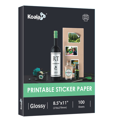 Koala Glossy Sticker Paper for Inkjet & Laser Printer, Printable Photo Sticker Paper, 100 Sheets 8.5x11 In Self-Adhesive Photo Paper for Scrapbooking, Brand Logo, Party Decor Stickers Koala Glossy Sticker Paper for Inkjet & Laser Printer, Printable Photo Sticker Paper, 100 Sheets 8.5x11 In Self-Adhesive Photo Paper for Scrapbooking, Brand Logo, Party Decor Stickers