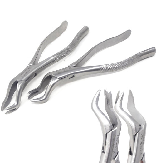 A2Z 2pc German Dental Extraction Forceps #88R #88L- For Extracting Maxillary Upper Right Left 1st & 2nd Molars from Alveolar Bone - Serrated Jaws & Sturdy Handle Grip - Made of Premium Stainless Steel