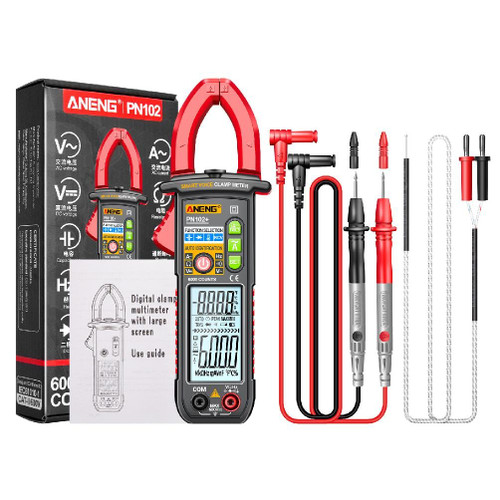 Clamp Meter 600A True RMS- AC-DC Current Ammeter 6000 Counts NCV- Continuity Capacitance Resistance Tester ACV Detection