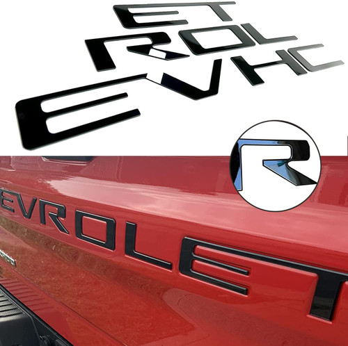 Tailgate Inserts Letters Compatible for 2019-2021 2022 2023 Silverado 1500 2500 HD Accessories, 3D Raised &Strong Adhesive Decals Letters Emblems (Gloss Black)