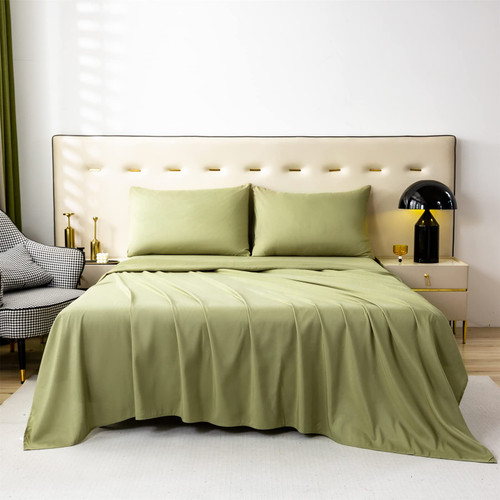Bedlifes King Sheet Set- Ultra Soft Sheets-Luxury-Breathable-16 Deep Pocket- 1800 Thread Count Percale Egyptian Microfiber Bed Sheets Wrinkle, Fade and Stain Resistant King Size Sage Green 4 Pieces