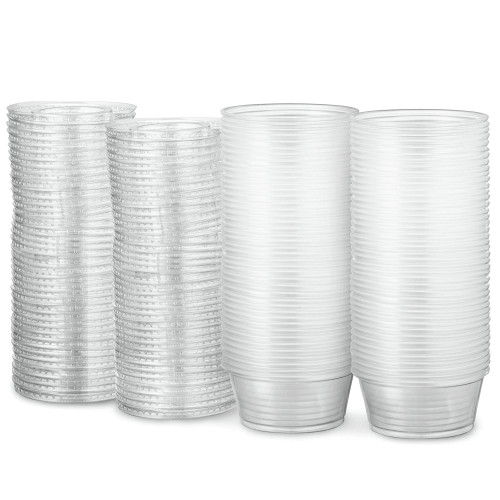 Propack 3.25 Oz 200 Sets Disposable Plastic Souffle Cups With Lids Jello Shot Cups Portion Cups Condiment Cups Souffle Cups Clear