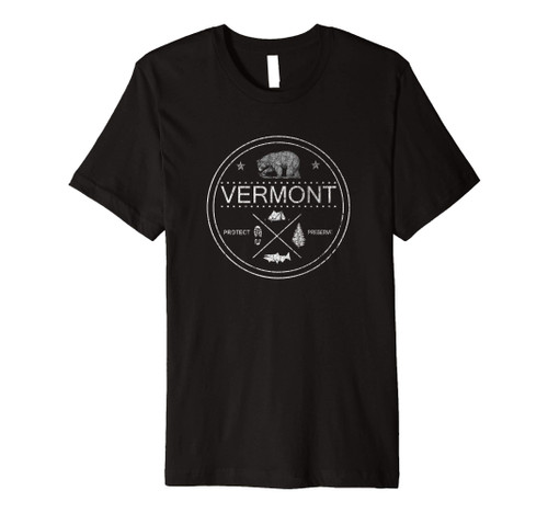 Vermont Distressed Vintage Protect Forest Hiking Gift Premium T-Shirt