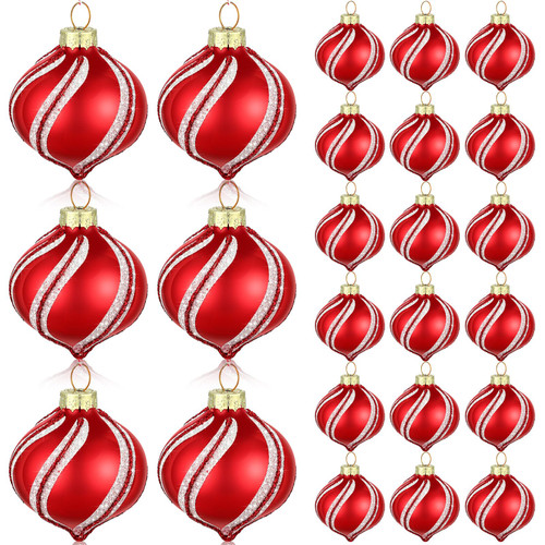24 Pieces Peppermint Candy Ornament Set Twist Candy Cane Christmas Ball Ornaments Glass Peppermint Christmas Decorations Red and White Striped Candy Hanging Ornaments for Outdoor Indoor Tree Decor 24 Pieces Peppermint Candy Ornament Set Twist Candy Cane Christmas Ball Ornaments Glass Peppermint Christmas Decorations Red and White Striped Candy Hanging Ornaments for Outdoor Indoor Tree Decor