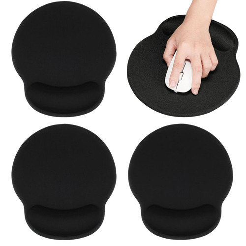 Konohan 4 Pack Gel Mouse Pad with Wrist Support Ergonomic Mouse Pad with Support Rest Gaming Mouse Pad Pain Relief Mouse Pad for Laptop Wireless Mouse Desk, 10 x 9 Inch, Black