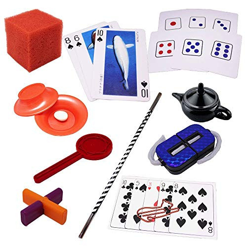 My First 10 Magic Trick Bundle Featuring Card, Coin, Rope, Wand Tricks, Step-by-Step Instructions and More