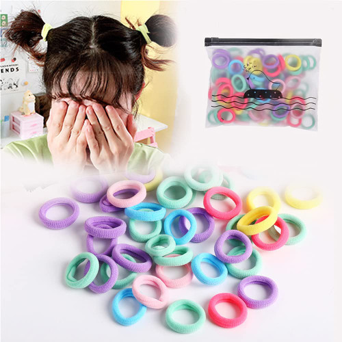 100PCS Baby Hair Ties Toddlers Soft Cotton Hair Ties Multicolor Small Seamless Hair Bands Elastic Hair Scrunchies for Ponytail Holders Girls (Multi-colored)