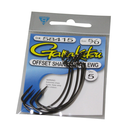 Gamakatsu Extra Wide Gap Worm Hook-6 Per Pack (Black, 2/0)