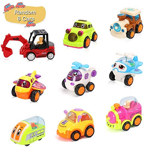 BBLIKE Pull Back Car, 6-Pack Assorted Construction Plastic Vehicle Set, Mini Pull Back Truck Toy for Kids Toddler Boys, Push-Go Pull Back [Go Friction Powered Play]