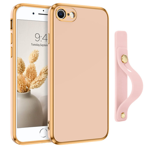 GaoBao for iPhone SE 2022 Case, iPhone SE 2020 Case, iPhone 7 Case, iPhone 8 Case, Slim Fit Flexible Electroplated with Wristband Kickstand Holder Protective Case for iPhone SE 2022/2020/7/8-Pink