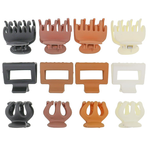 12 Pcs 1.6 Inch Claw Hair Clips for Women Girls Rectangle Double Row Teeth Small Hair Claw Clips for Thin/Medium Fine Hair