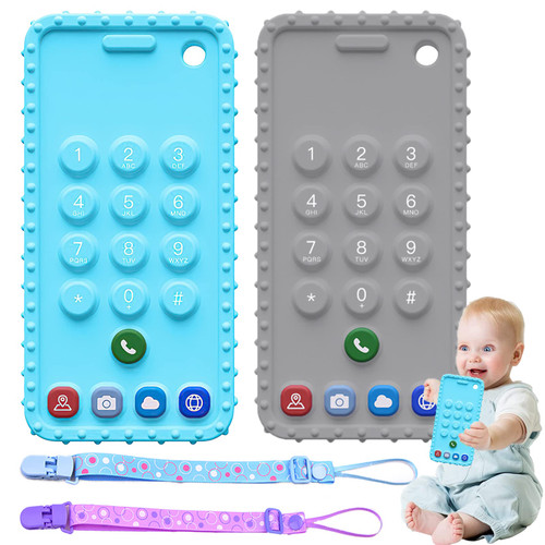Baby Teething Toys, 2Pack Teething Toys for Babies 0-6 Months 6-12 Months, Phone Teething Toys, Boy Gril Baby Toys 6 to 12 Months 0-6 Months, Baby Teether Teethers for Babies 0-6 Months 6-12 Months