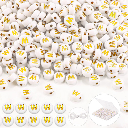 DIYDEC 500PCS Letter Beads 4x7mm Round Acrylic Gold Alphabet Beads White Letter Beads for Bracelets Jewelry Making DIY Crafts Gifts for Girls Adults(W) DIYDEC 500PCS Letter Beads 4x7mm Round Acrylic Gold Alphabet Beads White Letter Beads for Bracelets Jewelry Making DIY Crafts Gifts for Girls Adults(W)