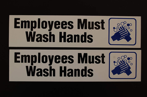 Employees Must Wash Hands Stickers (2 Pack) Vinyl Decal 8.5" X 2" (X2PS74)