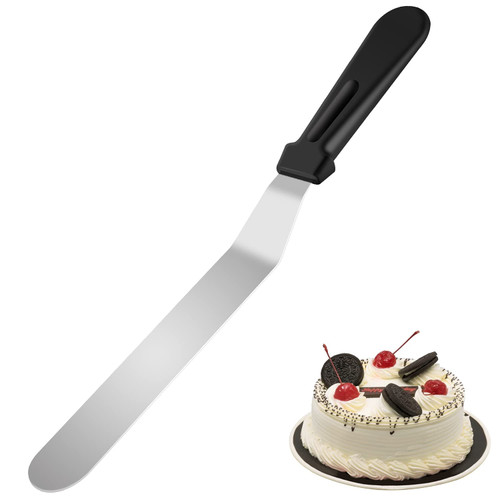 SIMEEGO Offset Spatula, Icing Spatula 8 Inch Professional Stainless Steel Cake Decorating Tools, Cake Spatula with PP Plastic Handle Angled Frosting Spatulas Set Easy to Clean (8 INCH)