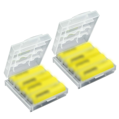 Golkur AA(14500)/AAA Cell Battery Storage Case Holder Plastic Battery Holder Box 4 Slots(Batteries not Included) with Charge Reminder Markings Clear 2 Pack