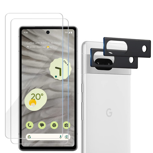 Qoosea [2+2 Pack for Google Pixel 7A 5G Screen Protector Bubble Free Anti-Scratch Anti-Fingerprint 9H hardness Tempered Glass Screen Protector for Google Pixel 7A 5G