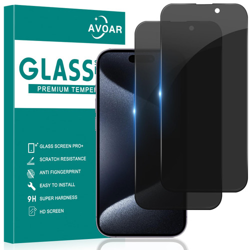 AVOAR 2 Pack Privacy Screen Protector for iPhone 15 Pro Max, Privacy Screen iPhone 15 Pro Max 6.7 Inch Tempered Full Screen Glass Film, Anti-Spy, Bubble Free, Case Friendly AVOAR 2 Pack Privacy Screen Protector for iPhone 15 Pro Max, Privacy Screen iPhone 15 Pro Max 6.7 Inch Tempered Full Screen Glass Film, Anti-Spy, Bubble Free, Case Friendly