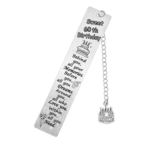 Happy Birthday Bookmark Sweet Birthday Gifts for Family Friends Colleagues Inspirational Bookmarks Motivational Bookmark Always Remember Present Behind You Book Page Markers (60th Birthday)