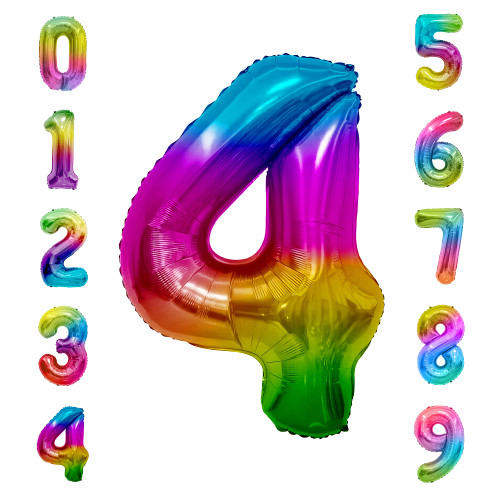Number Balloon, 4 Balloon Number, Gradient Rainbow Number Balloons 40 Inch, Number 4 Balloon, 4th Birthday Decorations for Girls Large Colorful Number Foil Helium Balloons